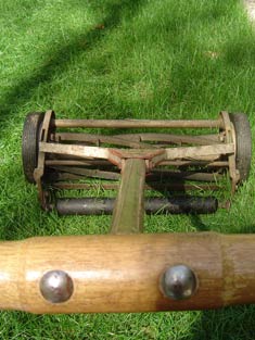 Old-fashioned reel mower is good for the environment and gives you a workout.
